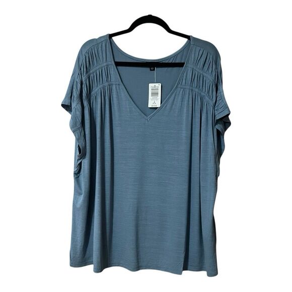 Torrid Womens Size 3X Knit Slub V-Neck Cinched Yoke Tee Shirt Top - Picture 1 of 4